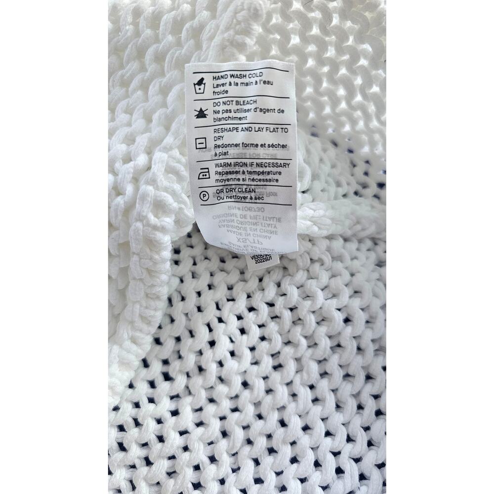 Vince Imported Organic Cotton Sweater White Cropped Open Knit Sz XS, New - Picture 6 of 7
